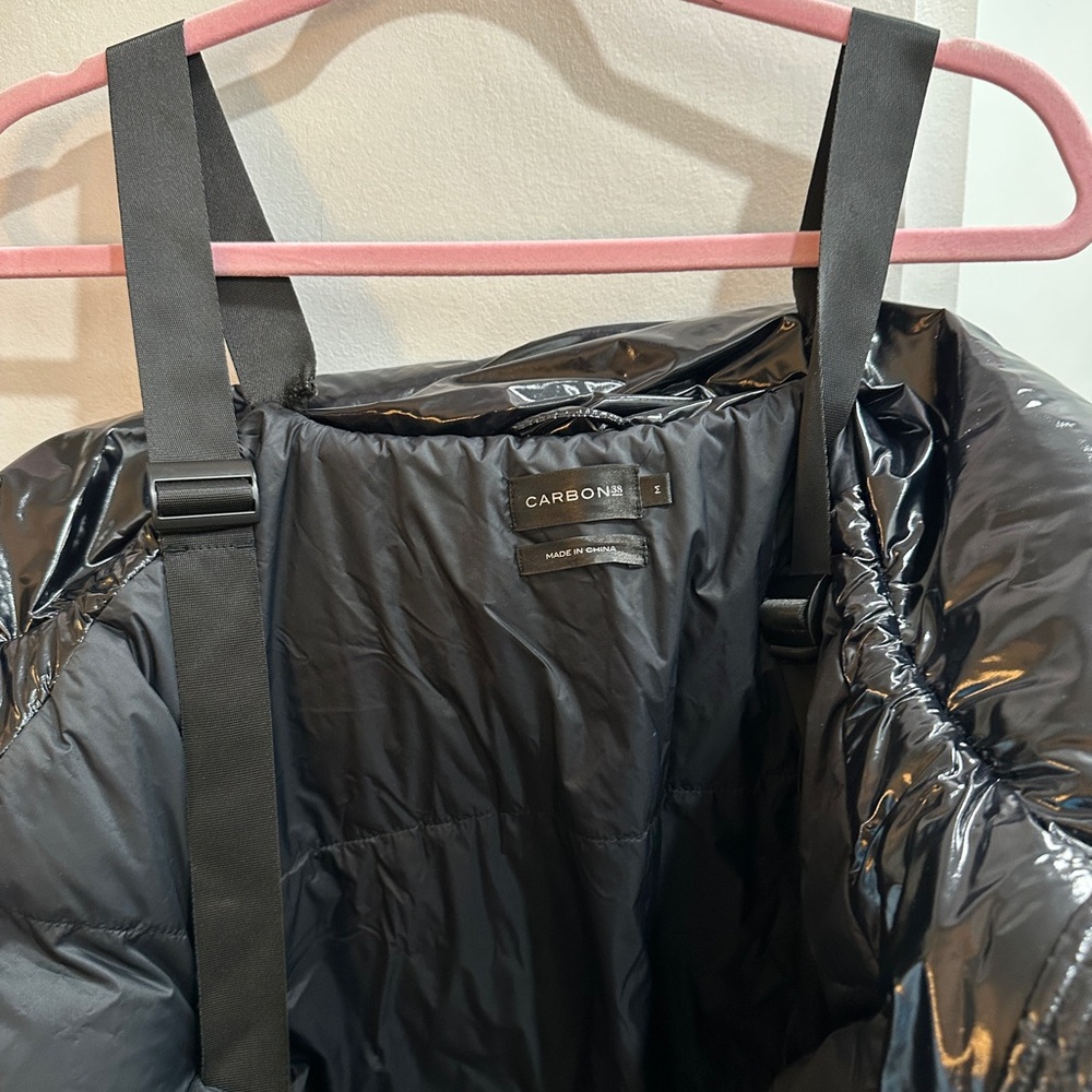 Carbon38 Shiny Black Takara Shine Puffer Jacket Medium - Picture 12 of 15